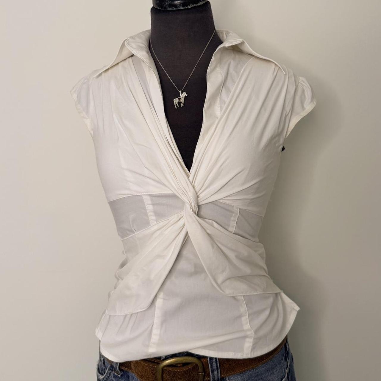 White y2k summer blouse (XXS)