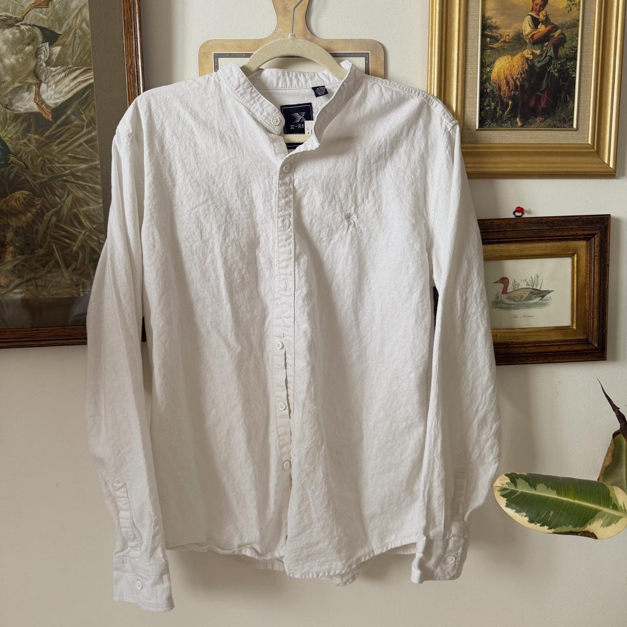 White linen button up shirt (L)