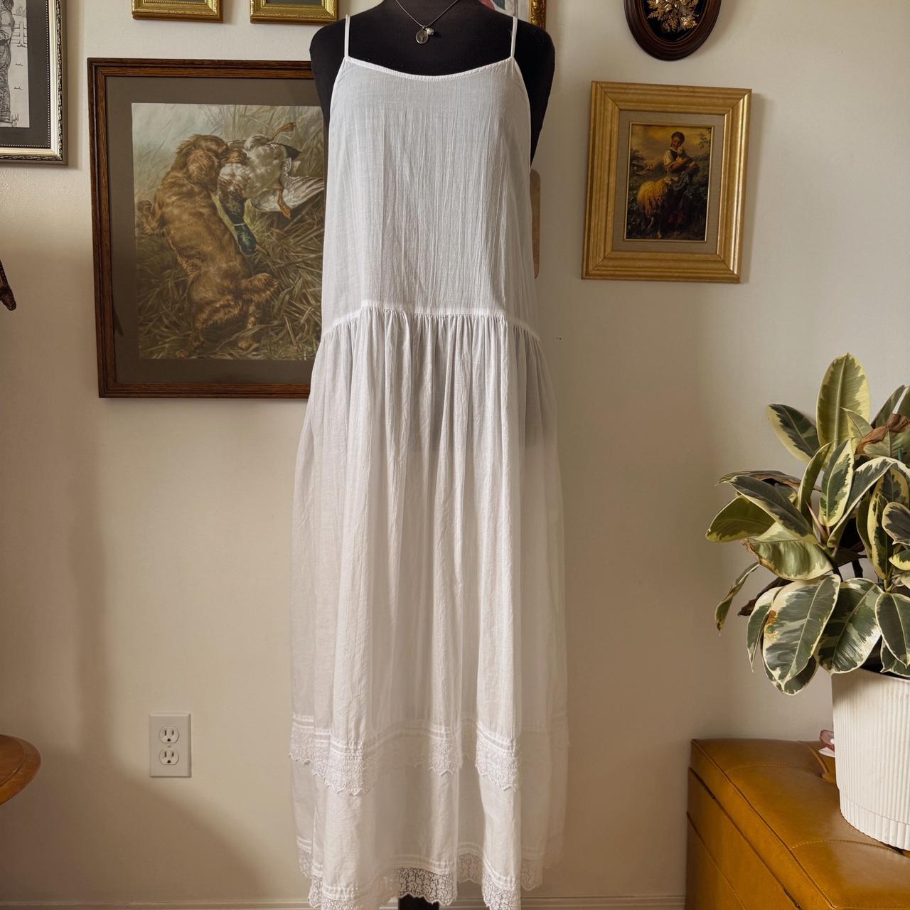 White cotton maxi dress (M)