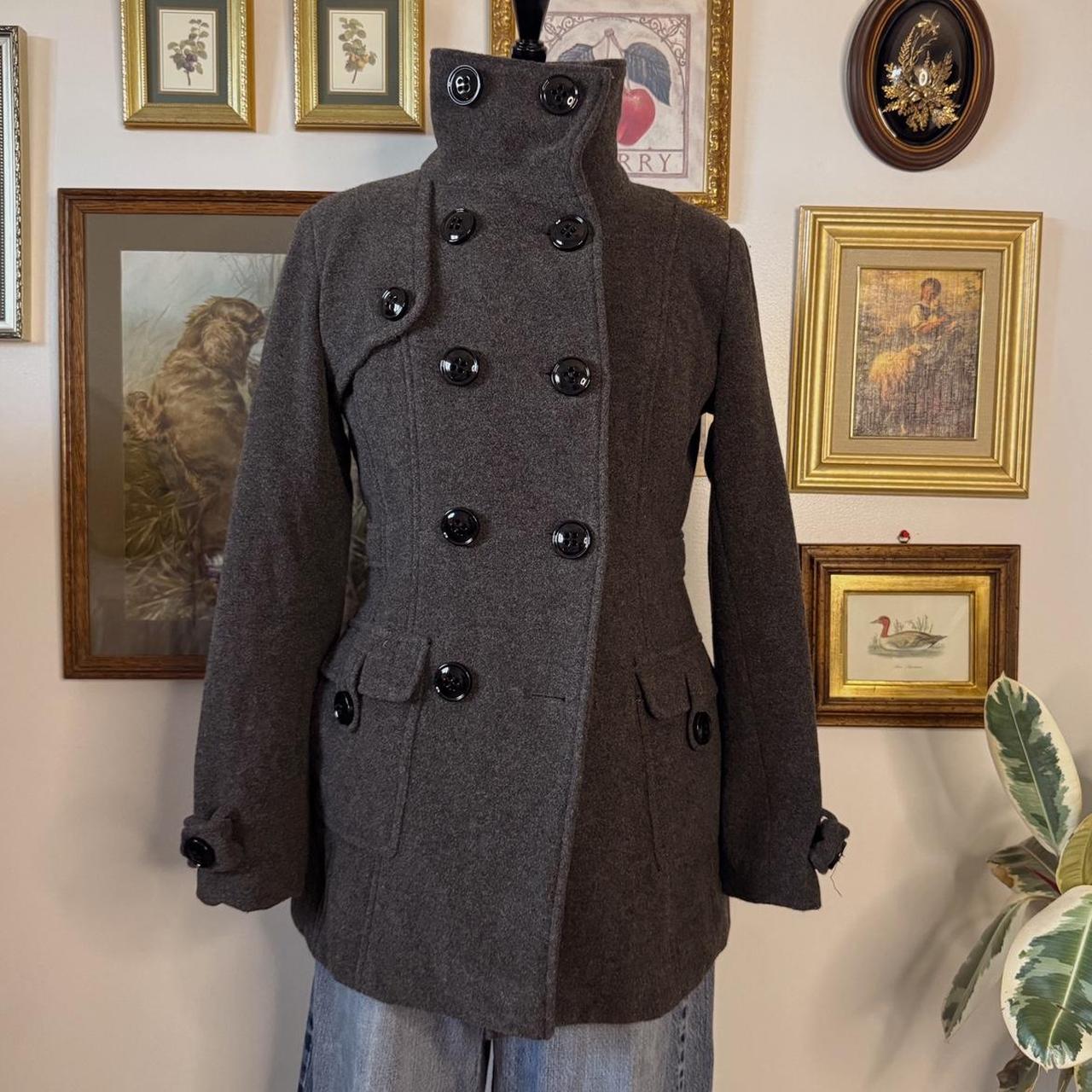 Charcoal grey funnel neck coat (S)