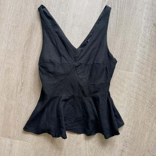 Black linen flowy tank top (XS)
