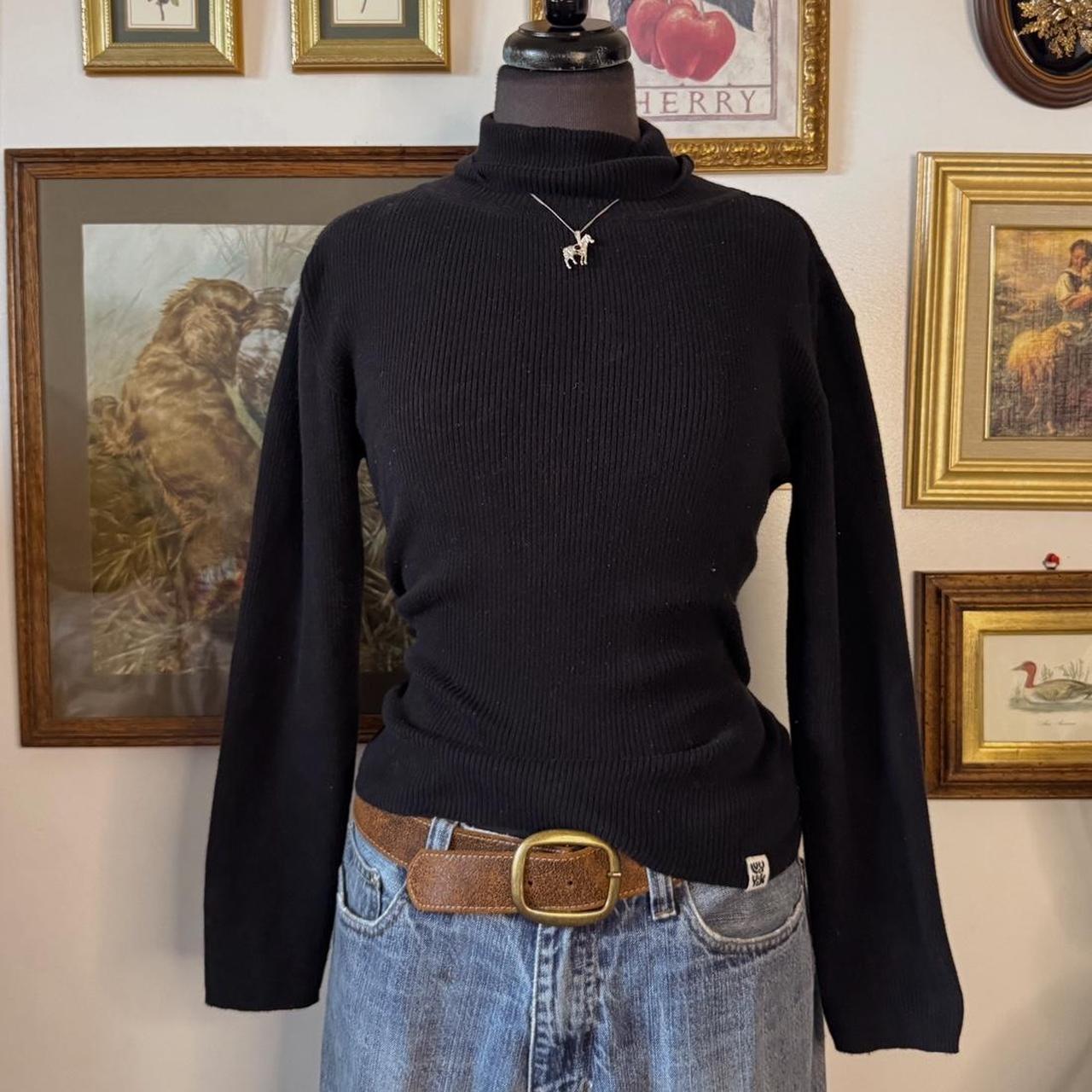 Black ribbed cotton turtleneck (S)