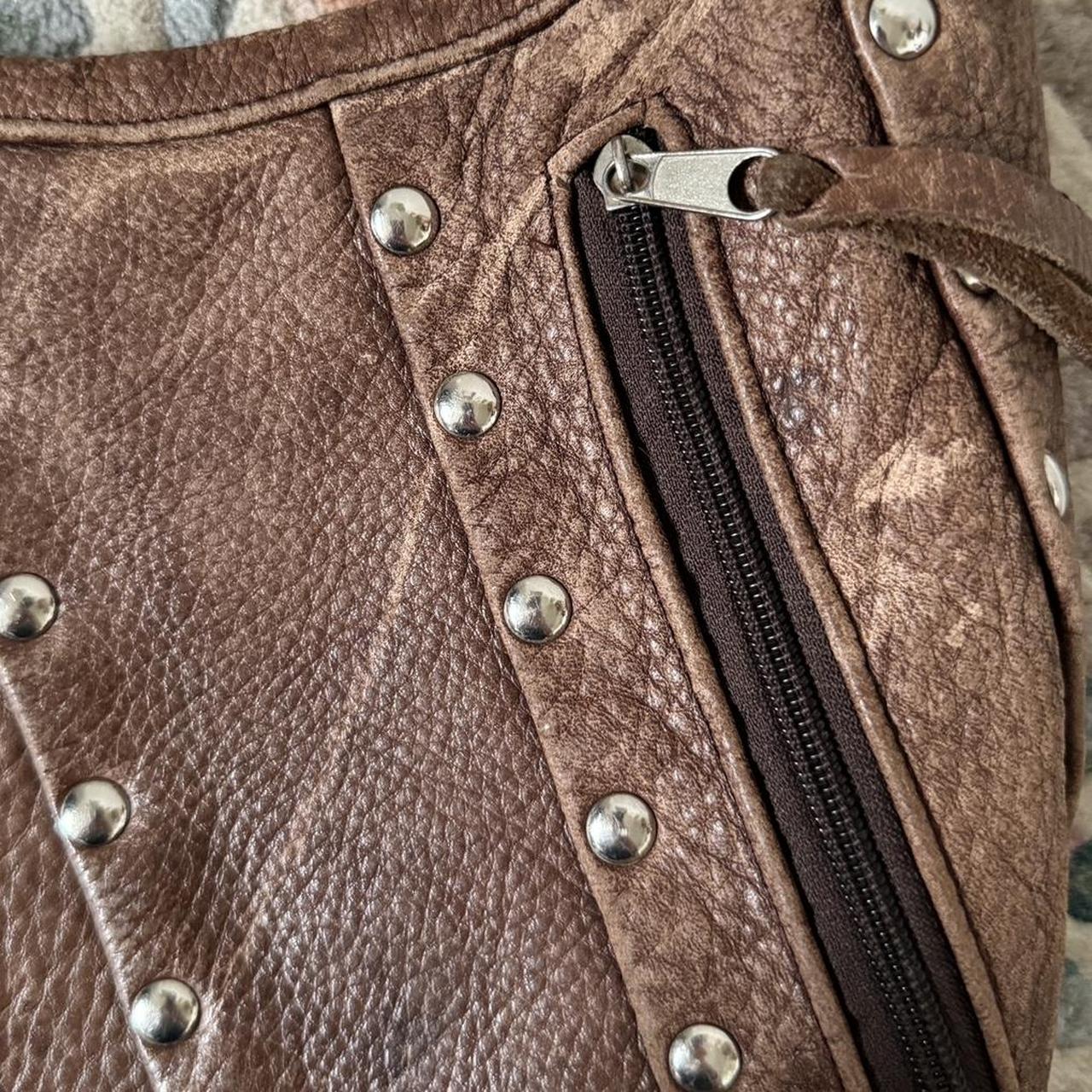 Leather studded slouch bag