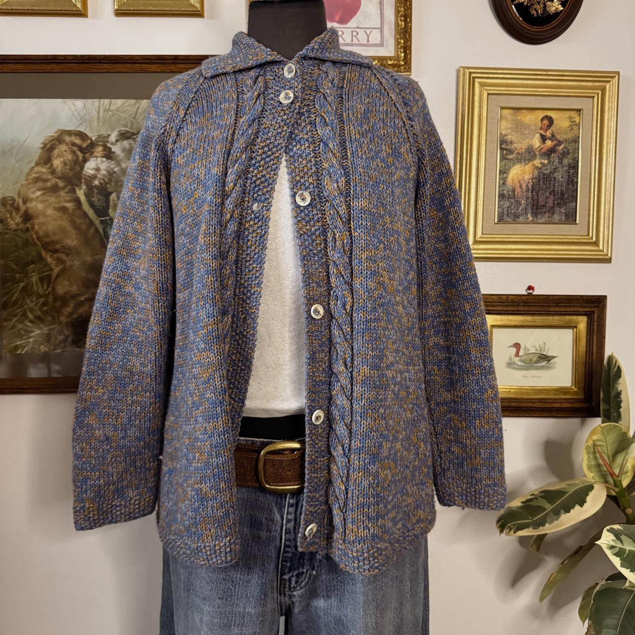 Blue & orange knit cardigan (M)