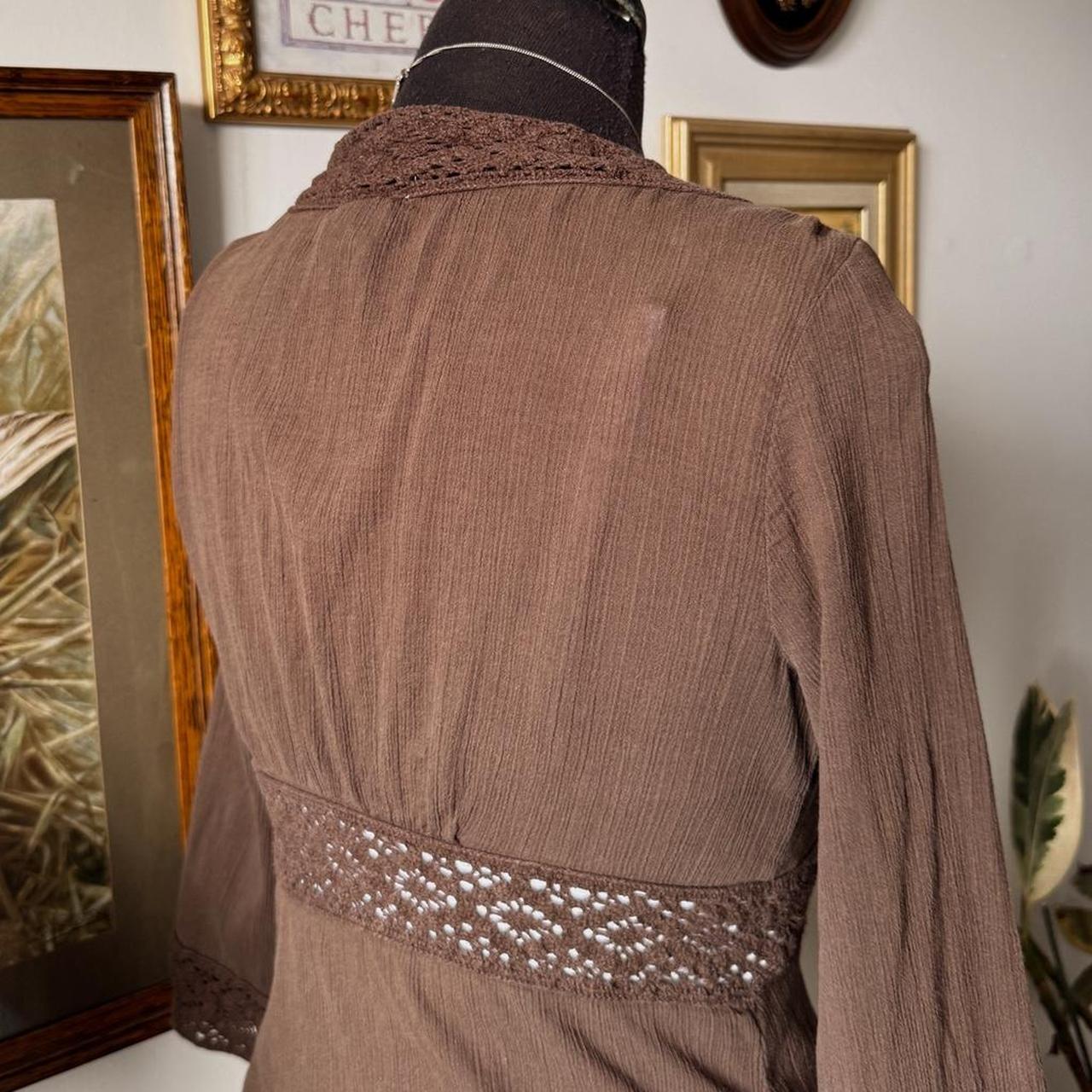 Earthy boho lace blouse (XS)