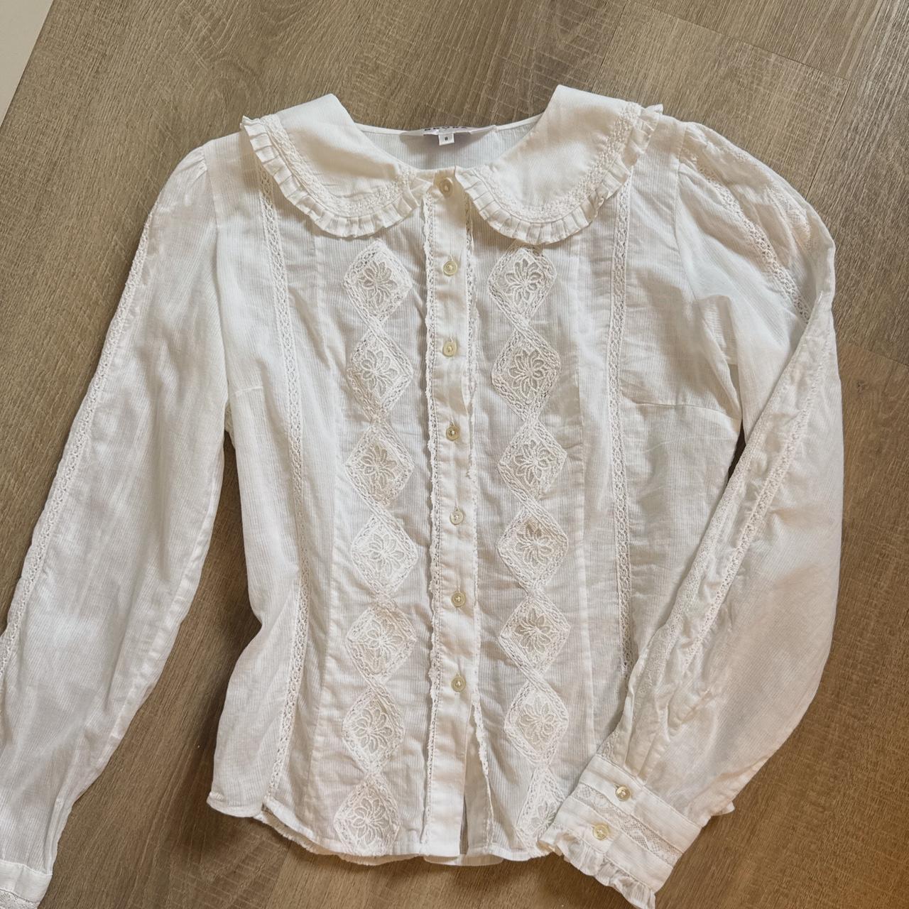 White lace cottage ruffle blouse (S)