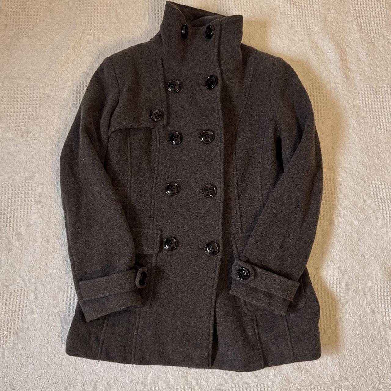 Charcoal grey funnel neck coat (S)