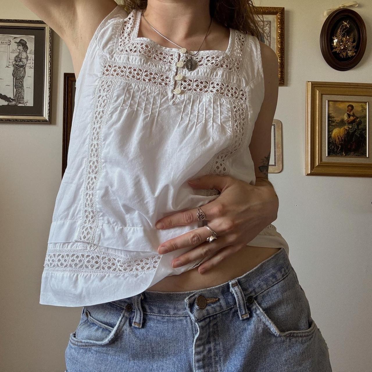 Cotton eyelet tank top (S)