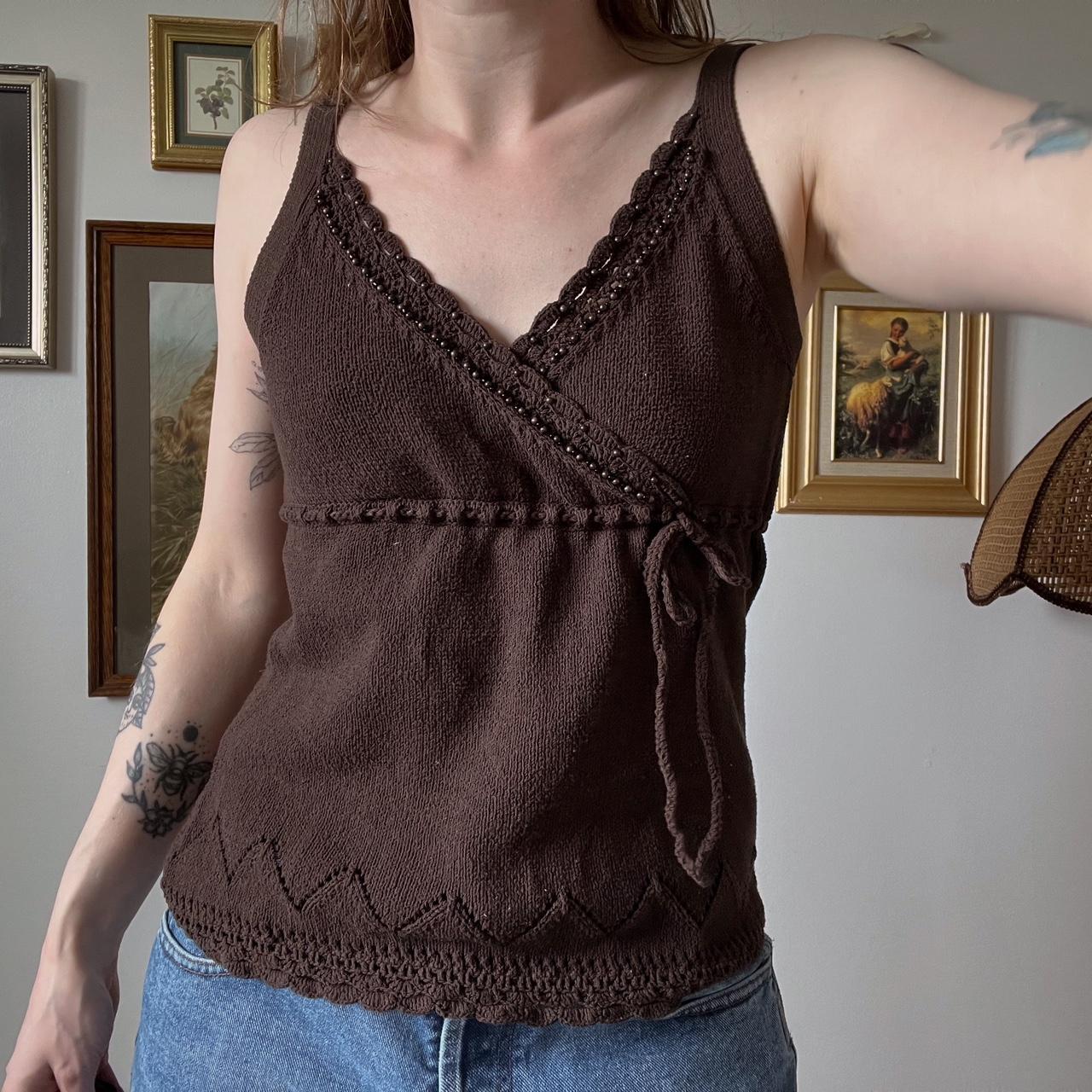 Brown knit cami tank (S)