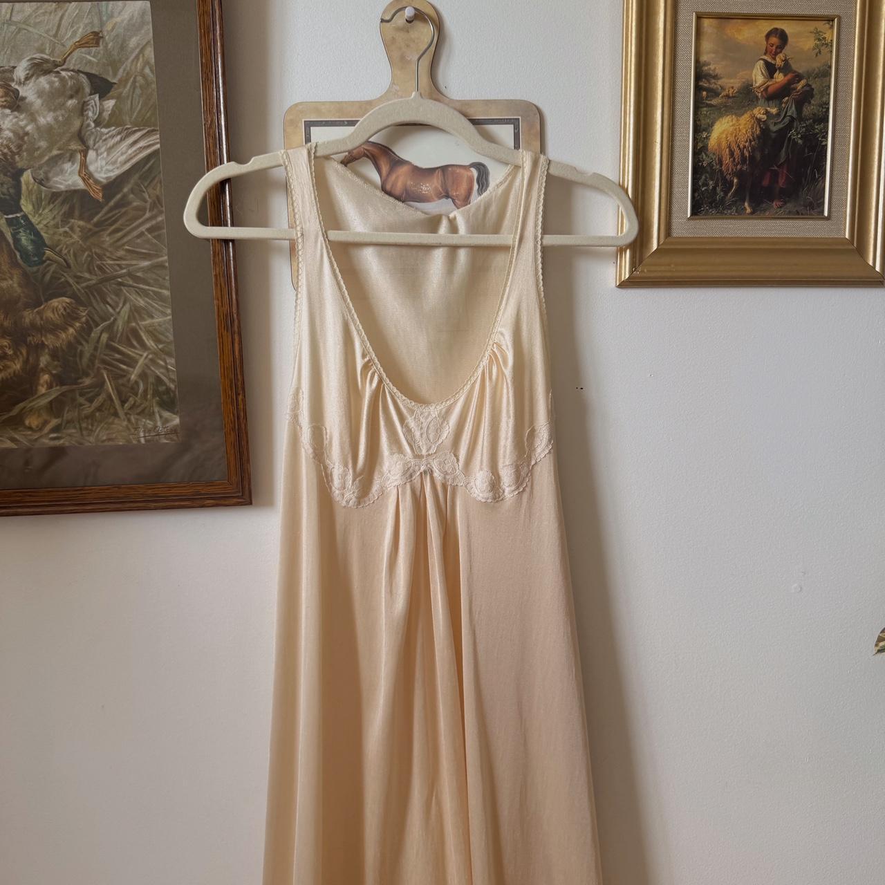 Cream lace maxi slip dress (S)