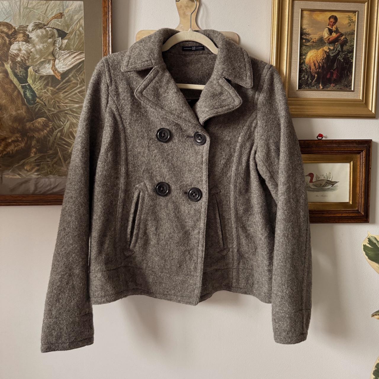 Grey wool pea coat (M)