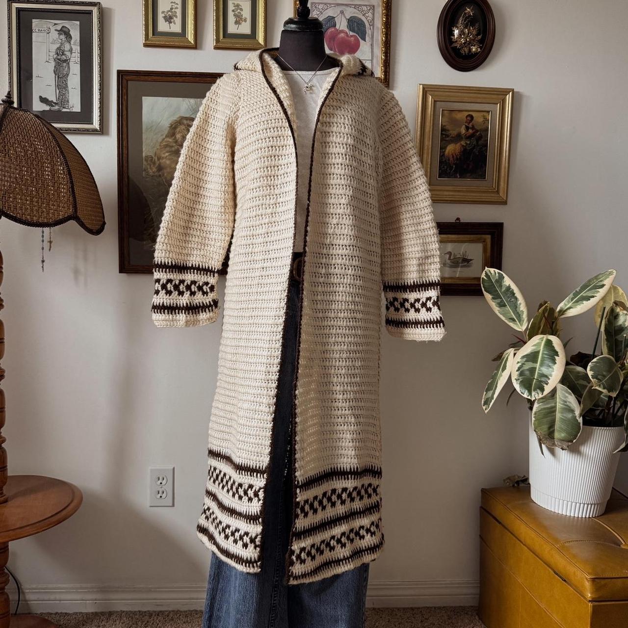 Long wool knitted cardigan (M)