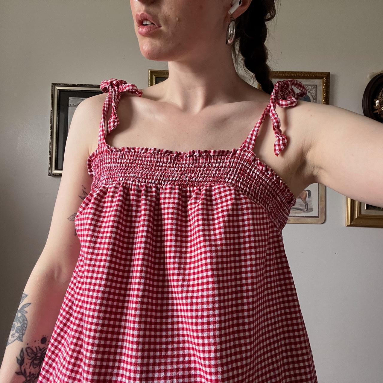 Red gingham mini dress (M)