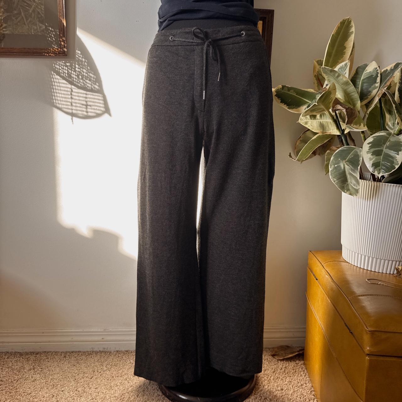 Charcoal grey wide leg knit pants (M)