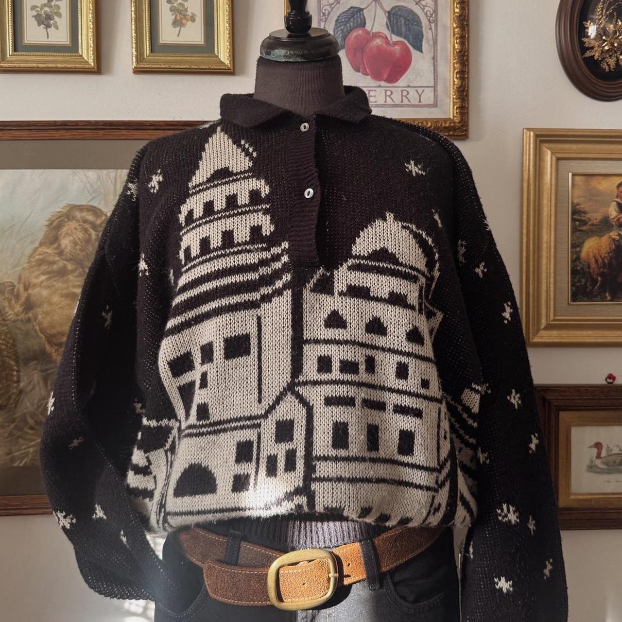 Vintage 80s starry night sweater (L)