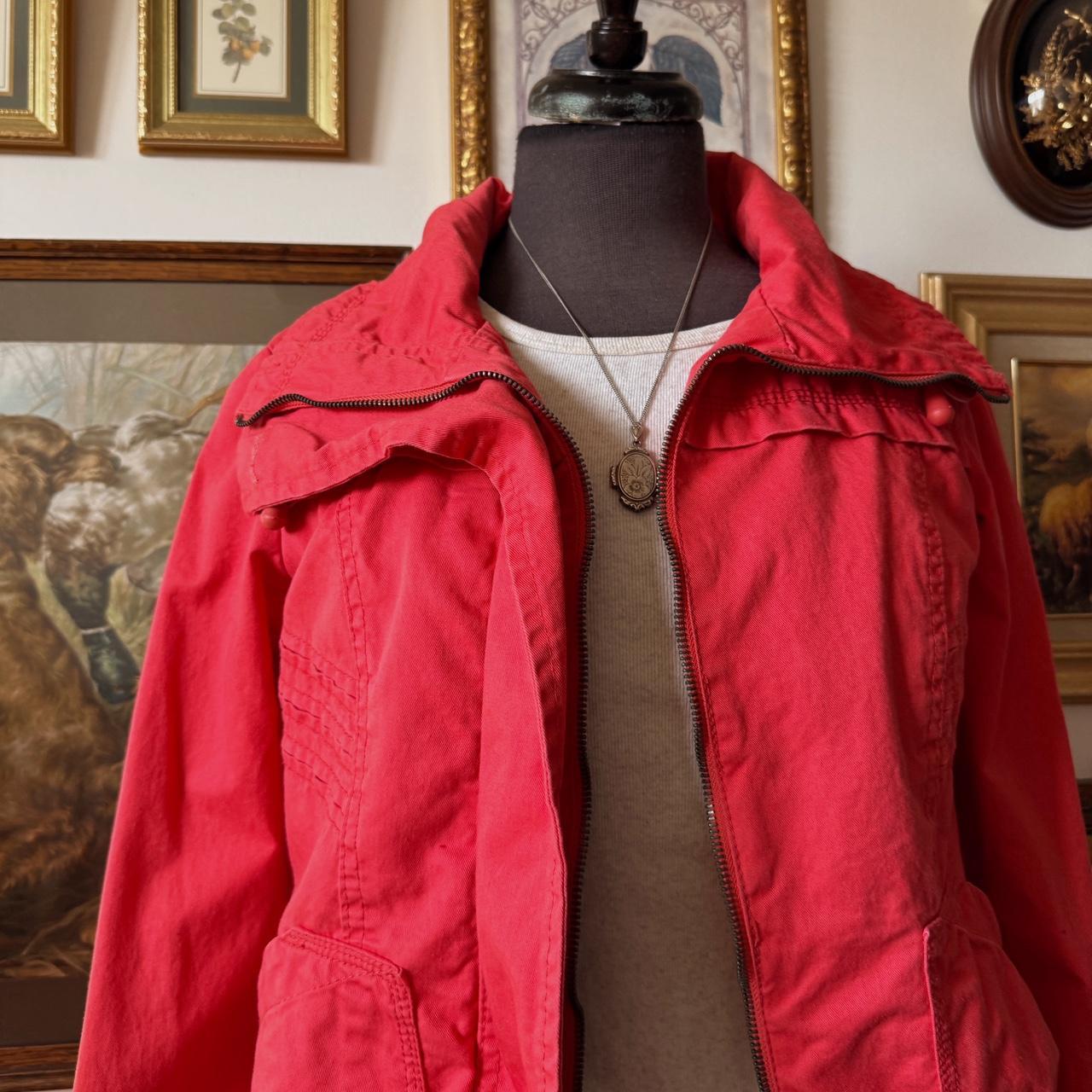 Y2K funnel neck red jacket (S)