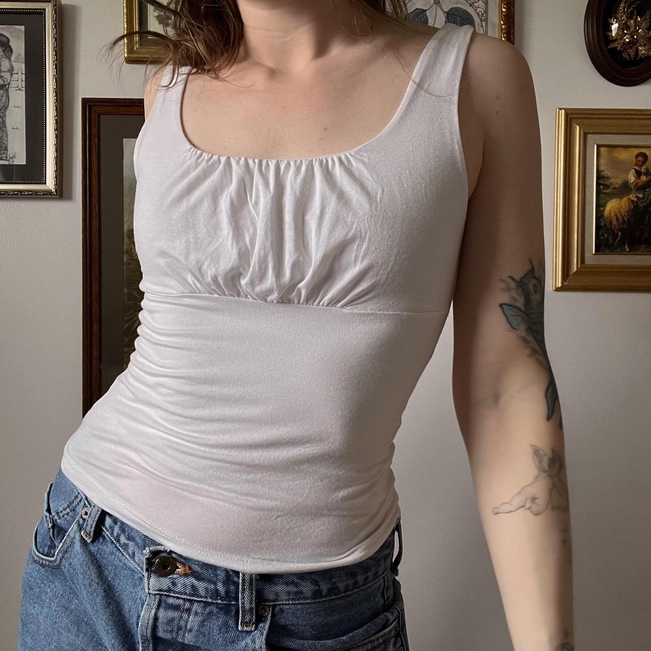 White ruched tank (S)