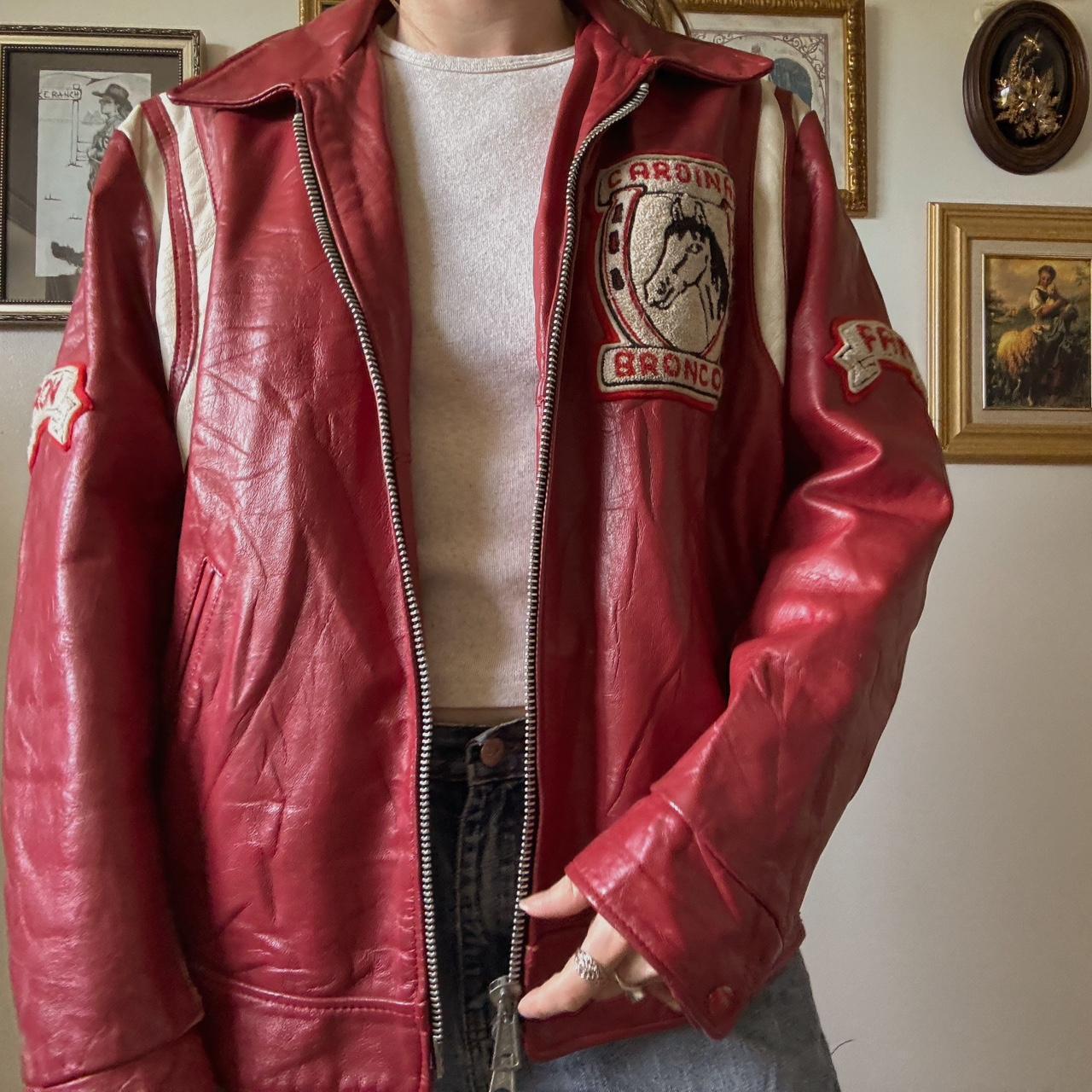 Red leather varsity jacket (XL)