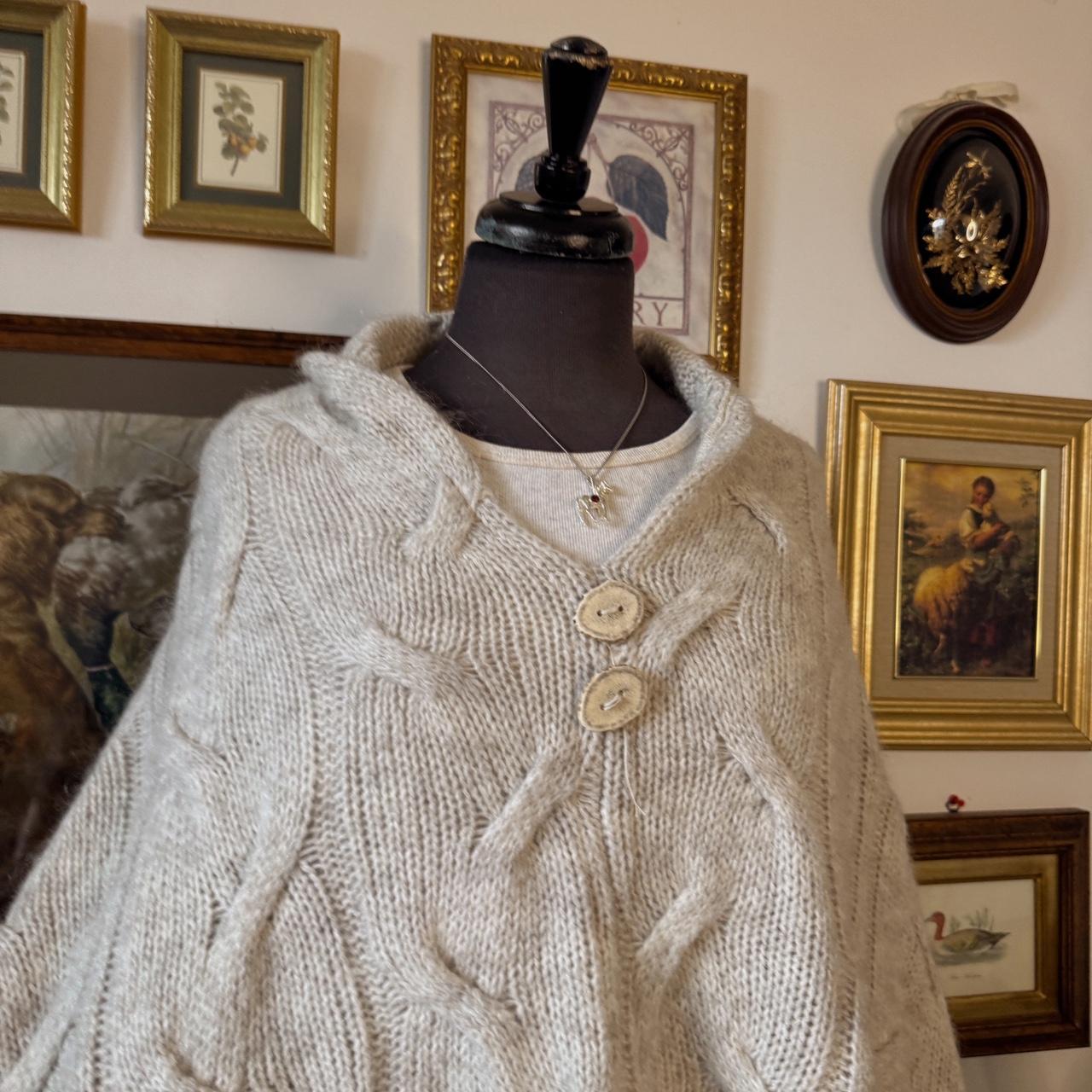 Cream grey knit poncho