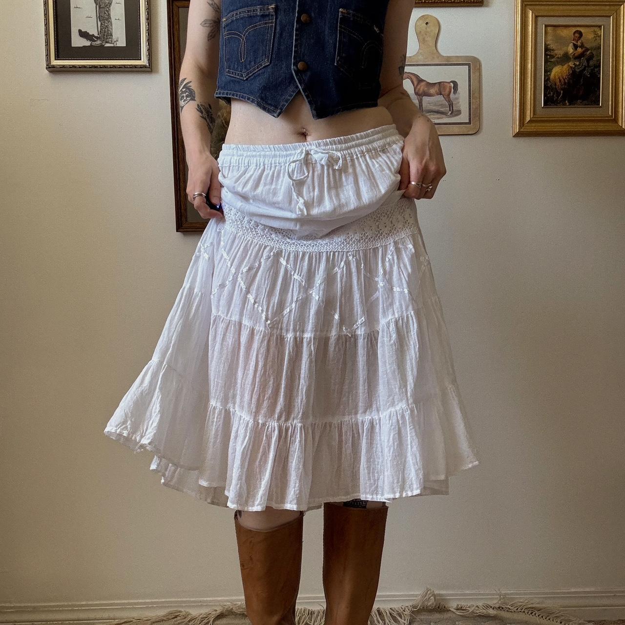 White tiered midi skirt (S/M)