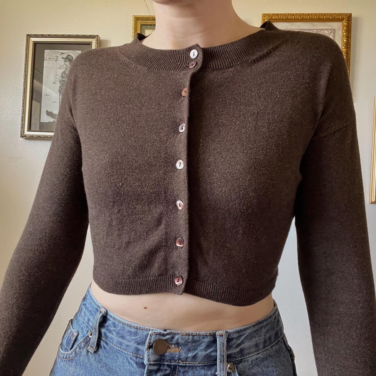 Brown crop knit cardigan (S)