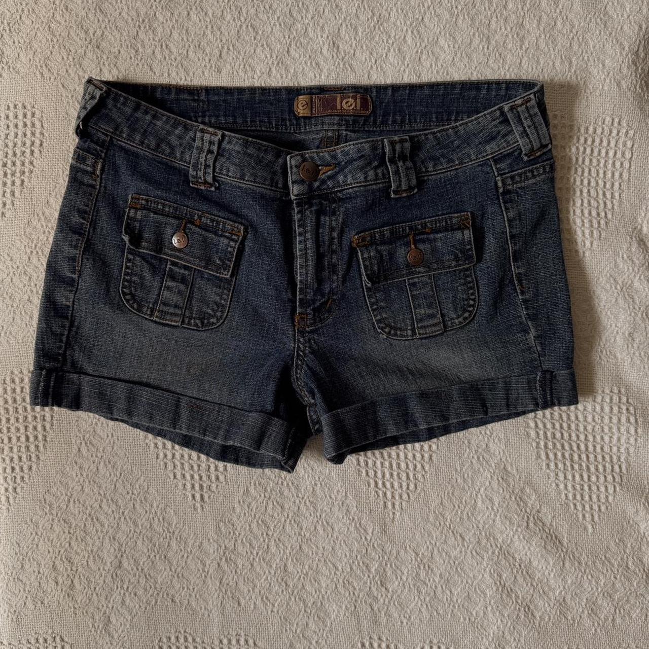 Denim cargo mini shorts (S)