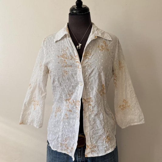 White eyelet cottage blouse (M)