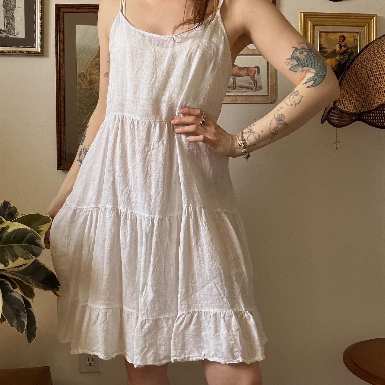 White linen boho dress (S)