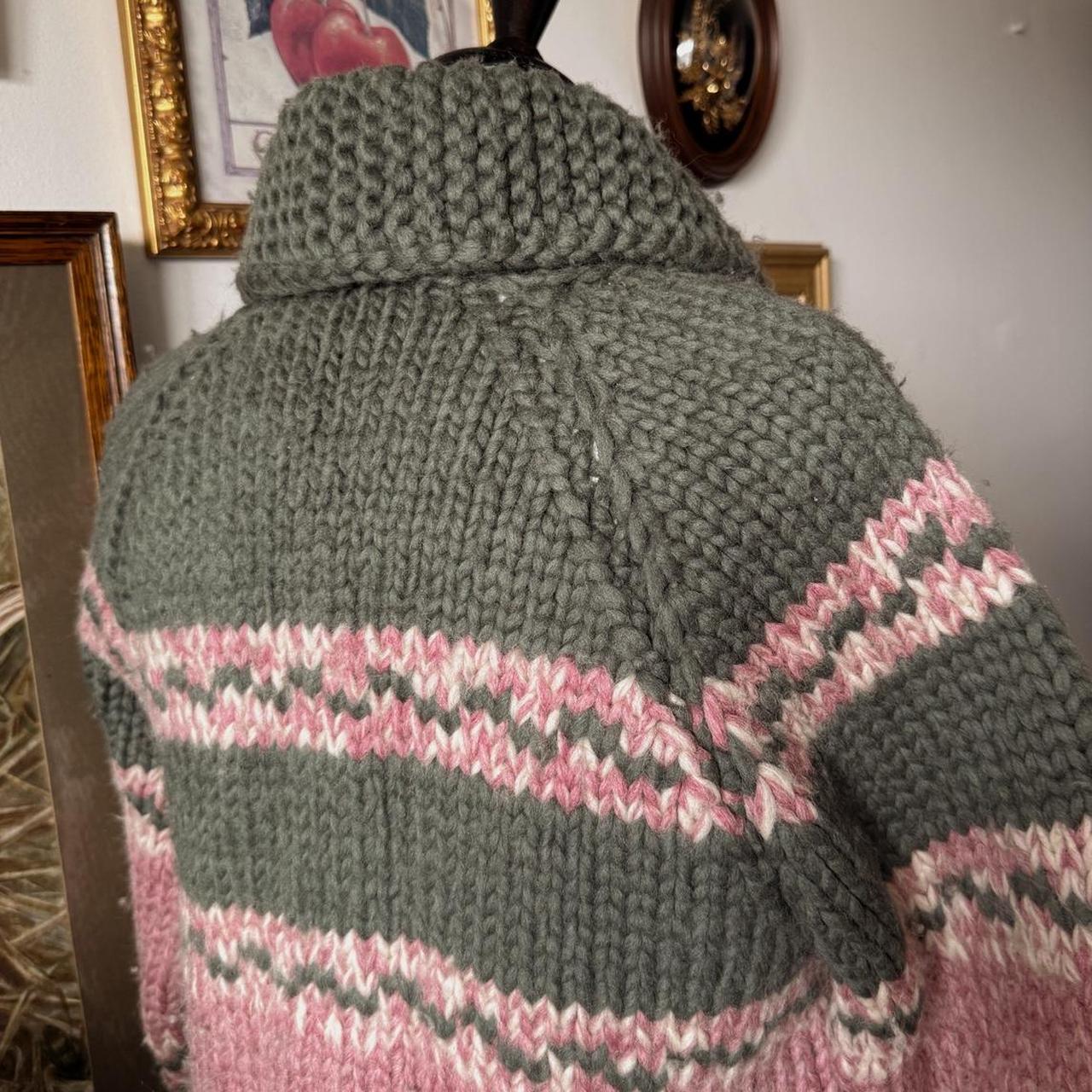 Green & pink striped wool jacket (S)