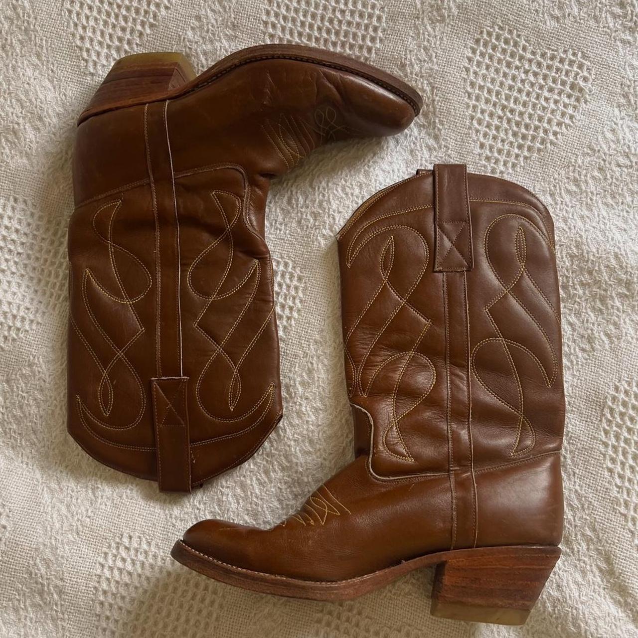 Brown leather cowboy boots (8)