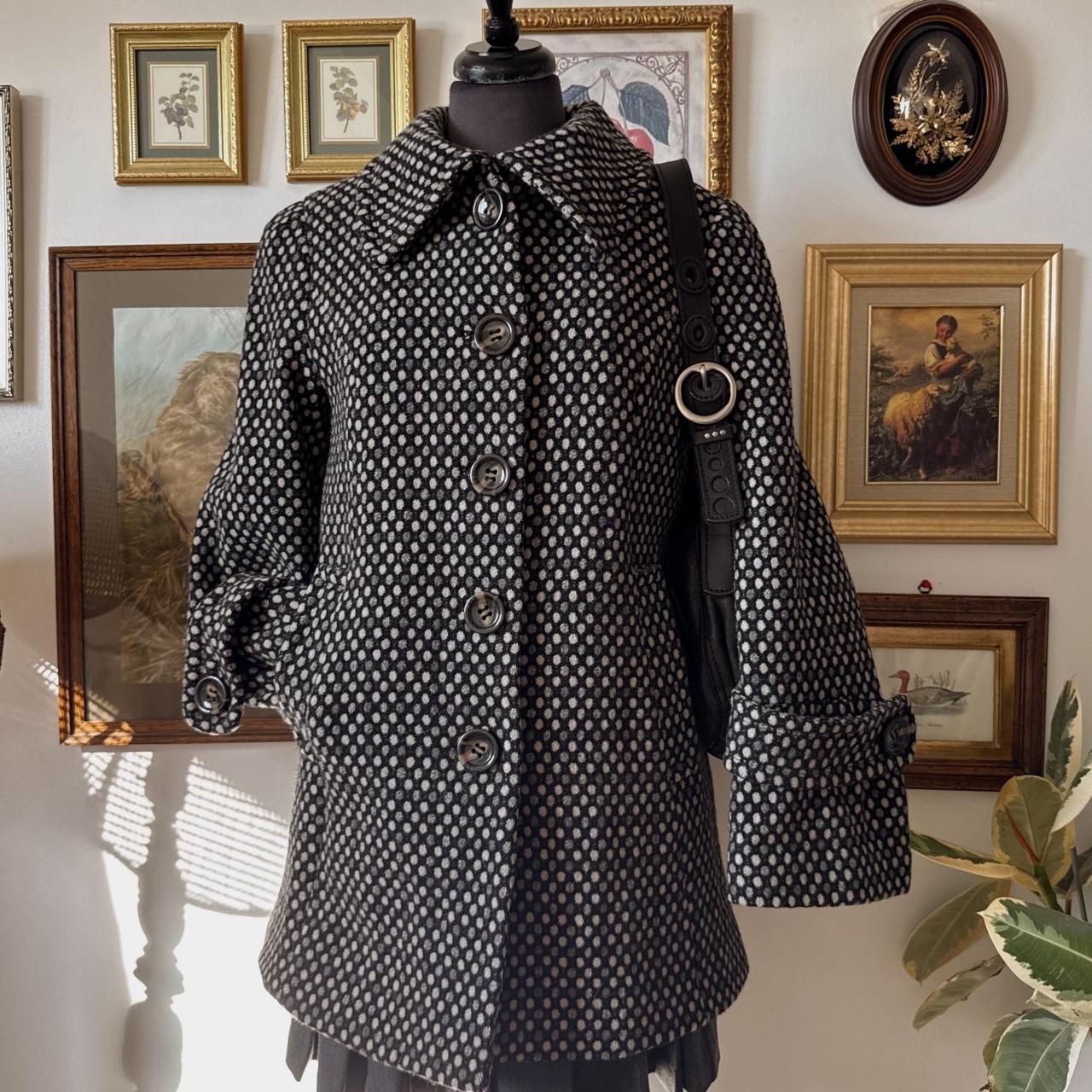 Wool polkadot pea coat (M)