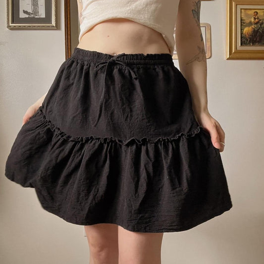 Black ruffle mini skirt (S-XL)