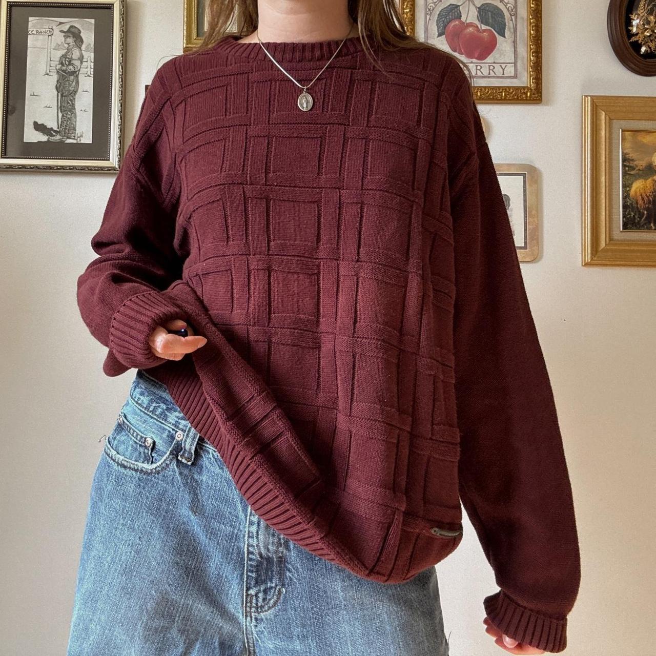 Burgundy slouch knit sweater (M)