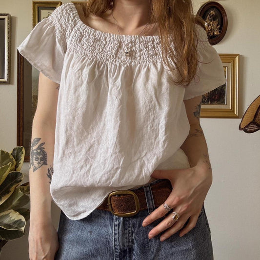 White linen boho top (M)