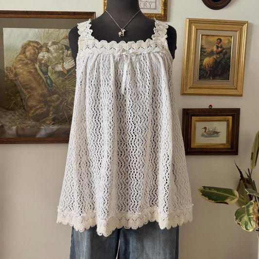 White crochet babydoll top (S)
