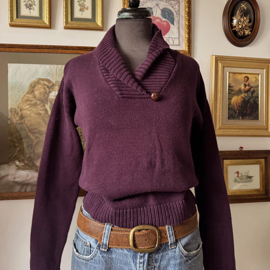 Deep mulberry purple knit sweater (S)