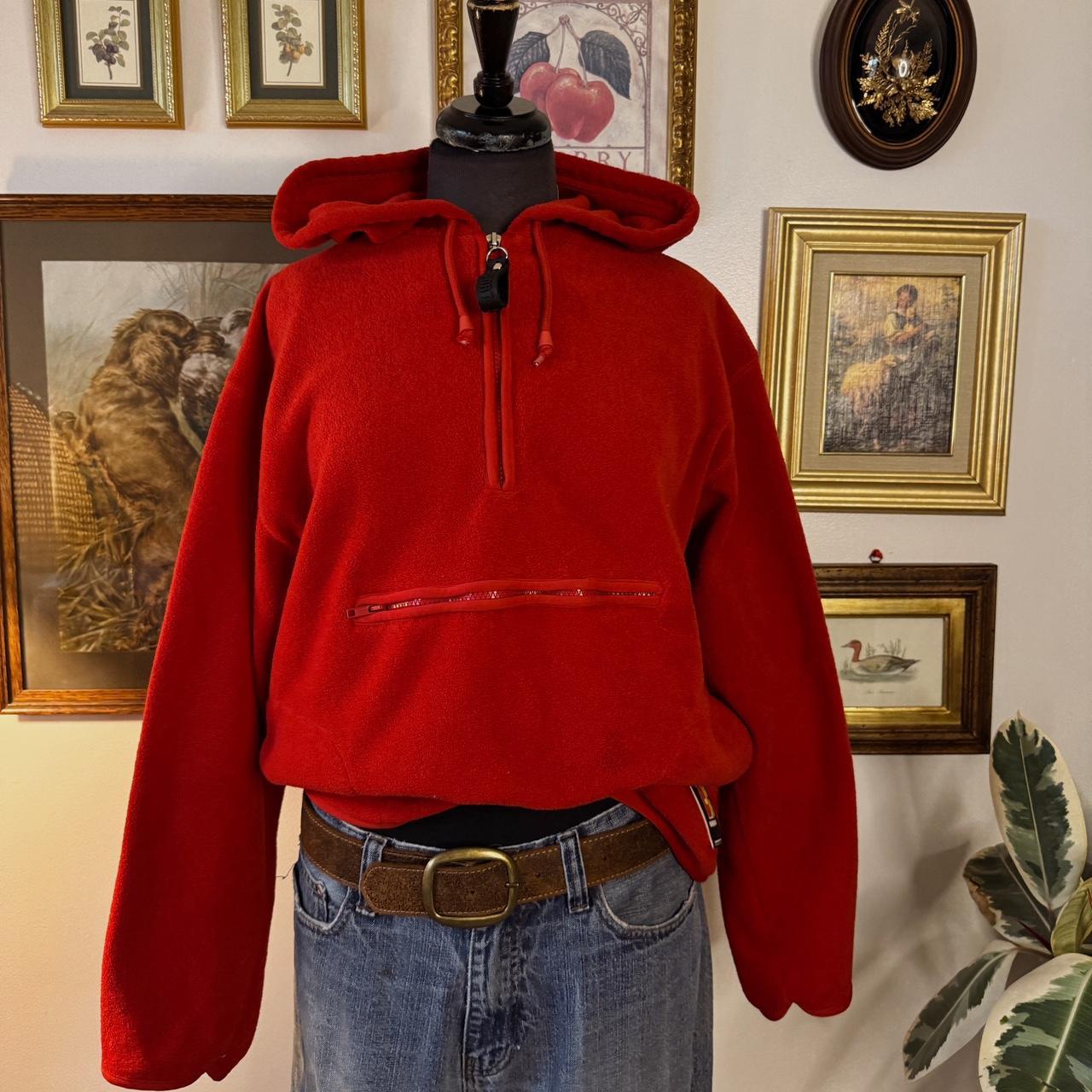 Cozy red fleece hoodie (M)