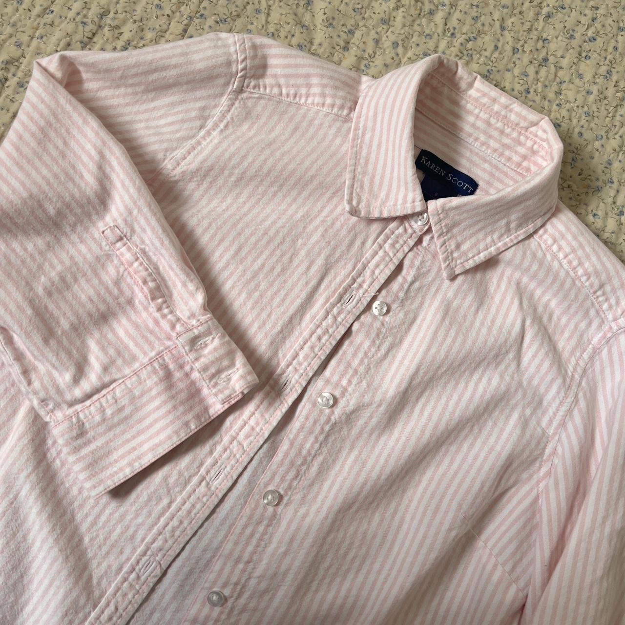 Pale pink striped button up (S/M)