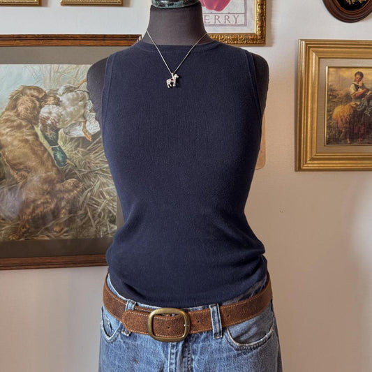 Navy knit tank top (M)