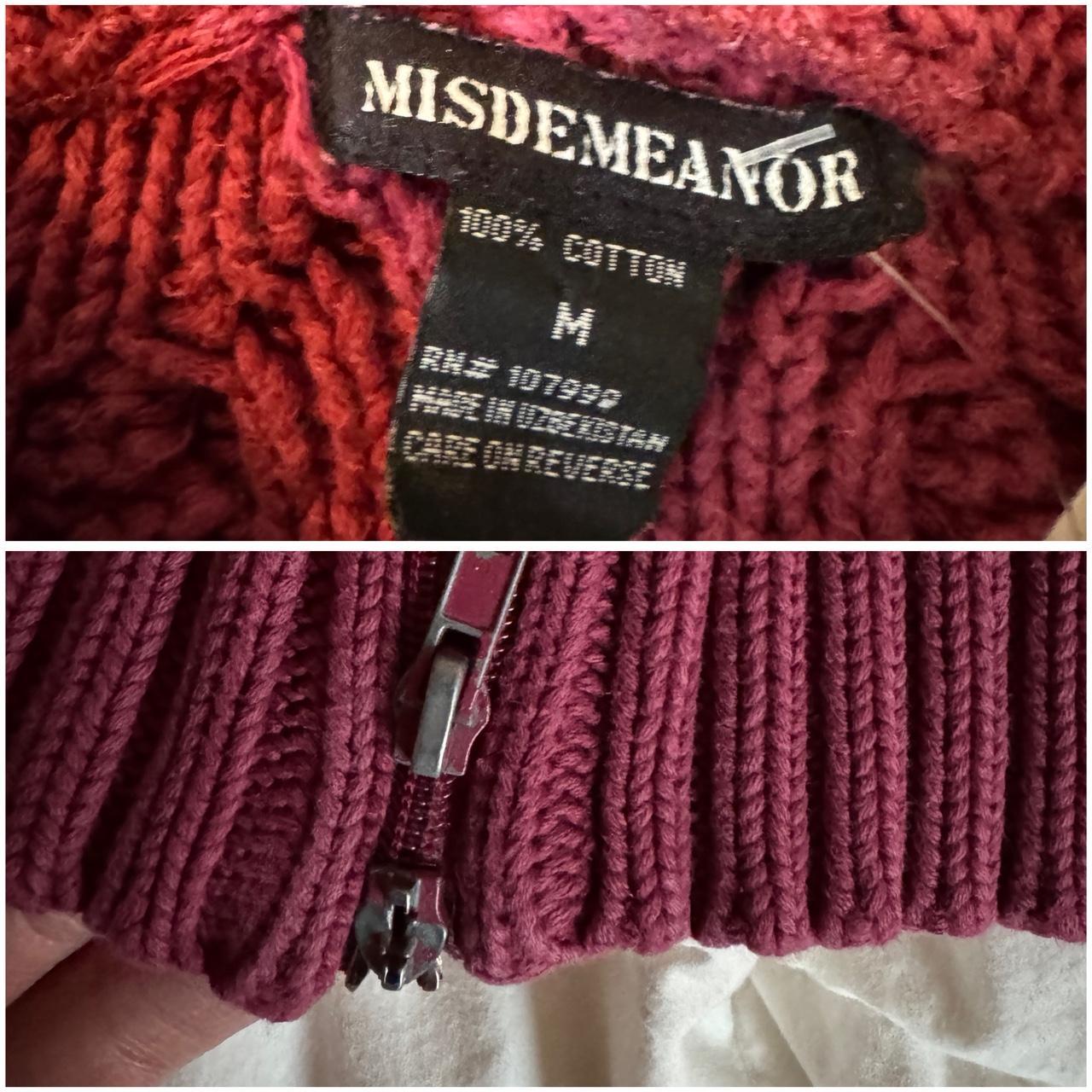 Burgundy cable knit zip up sweater (S)