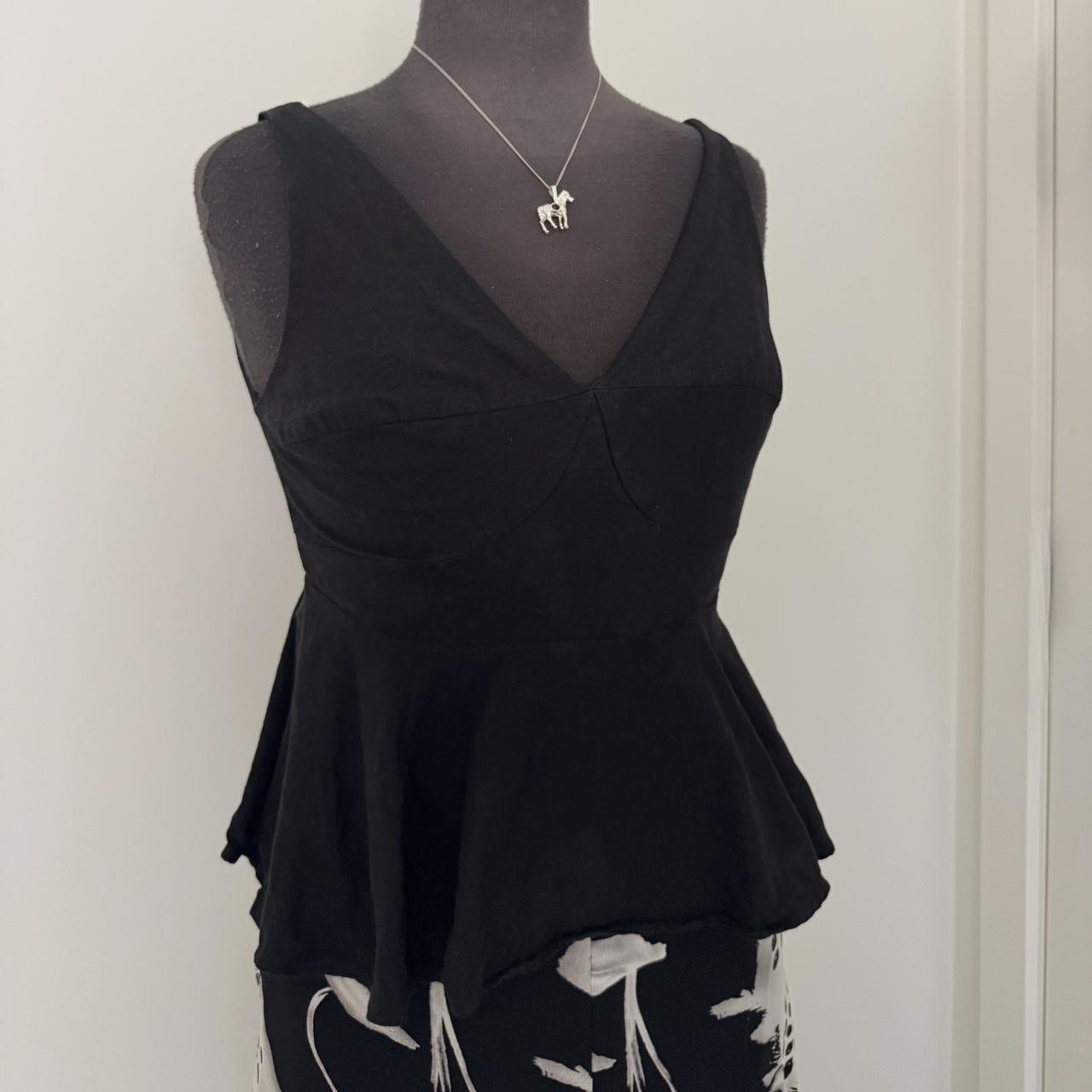 Black linen flowy tank top (XS)