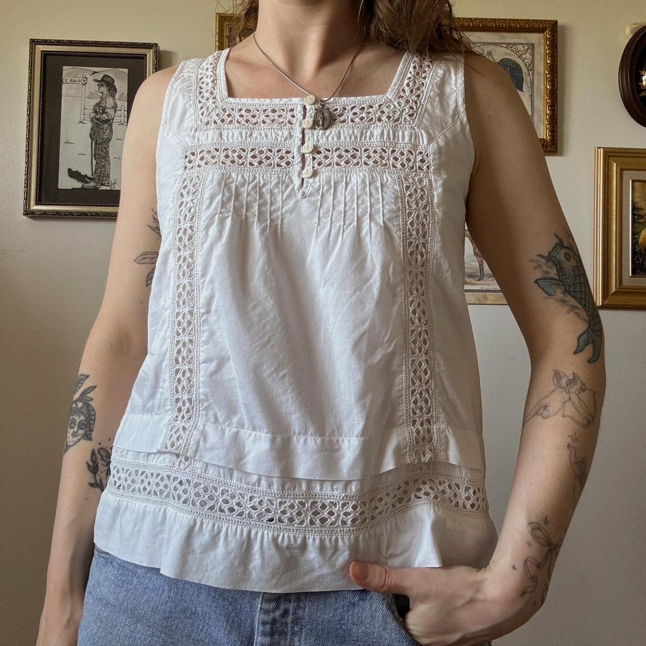 Cotton eyelet tank top (S)