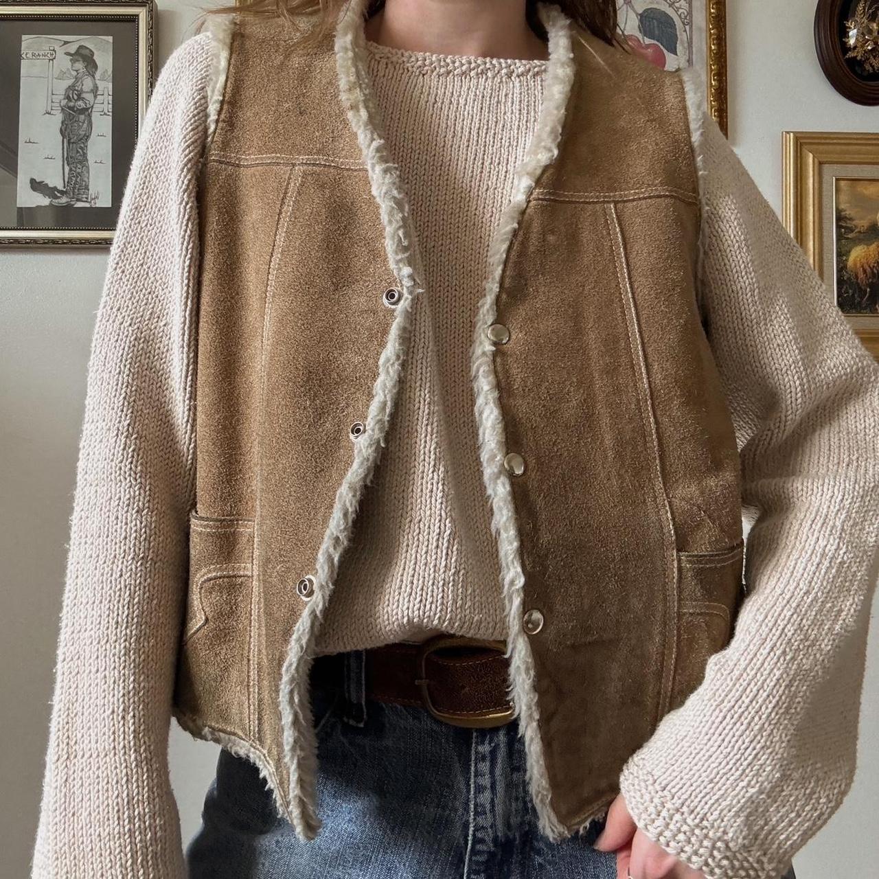 70s suede sherpa vest (L)