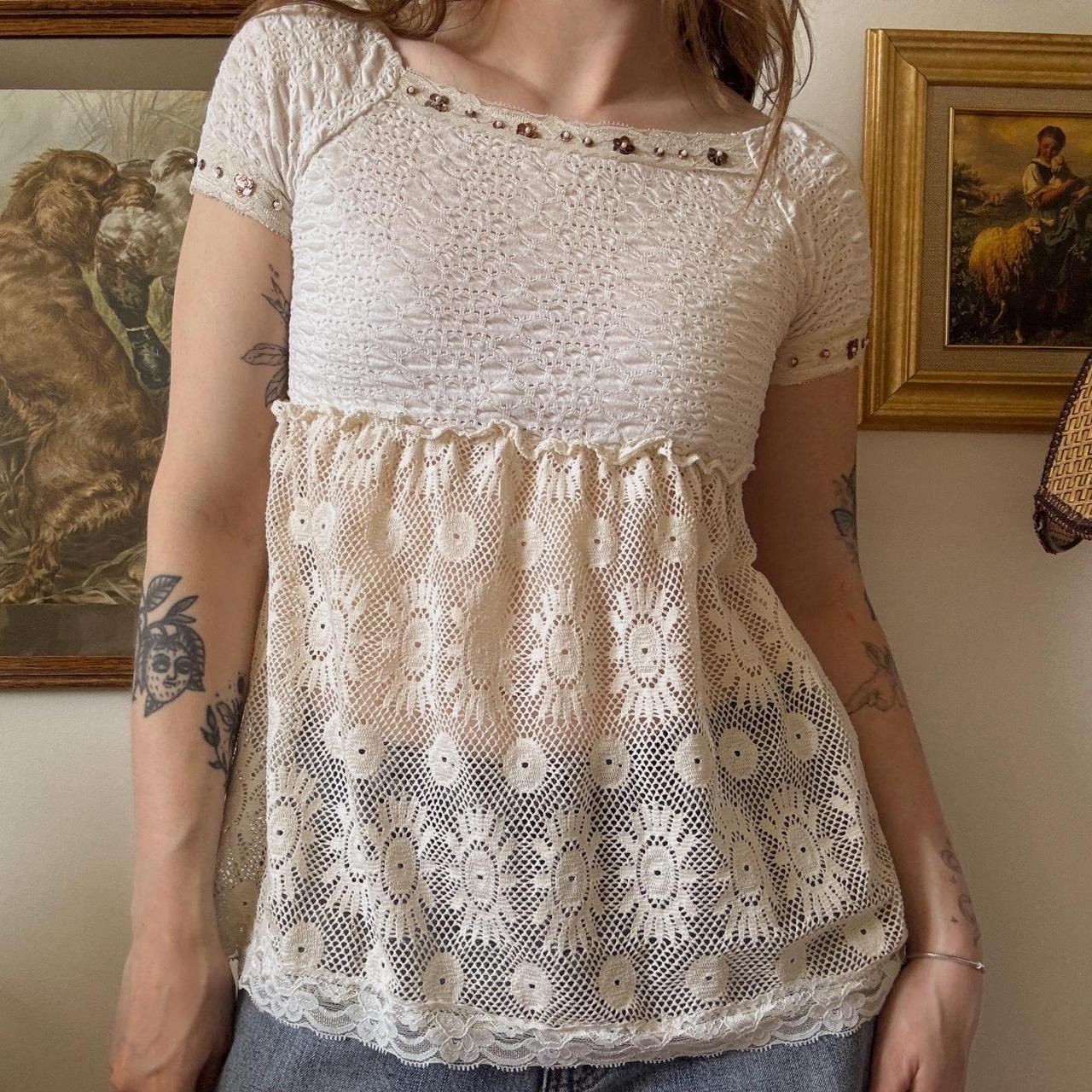 Boho crochet babydoll top (S)