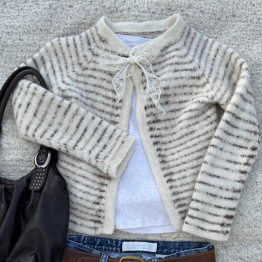 Striped mohair knit cardigan (XS)