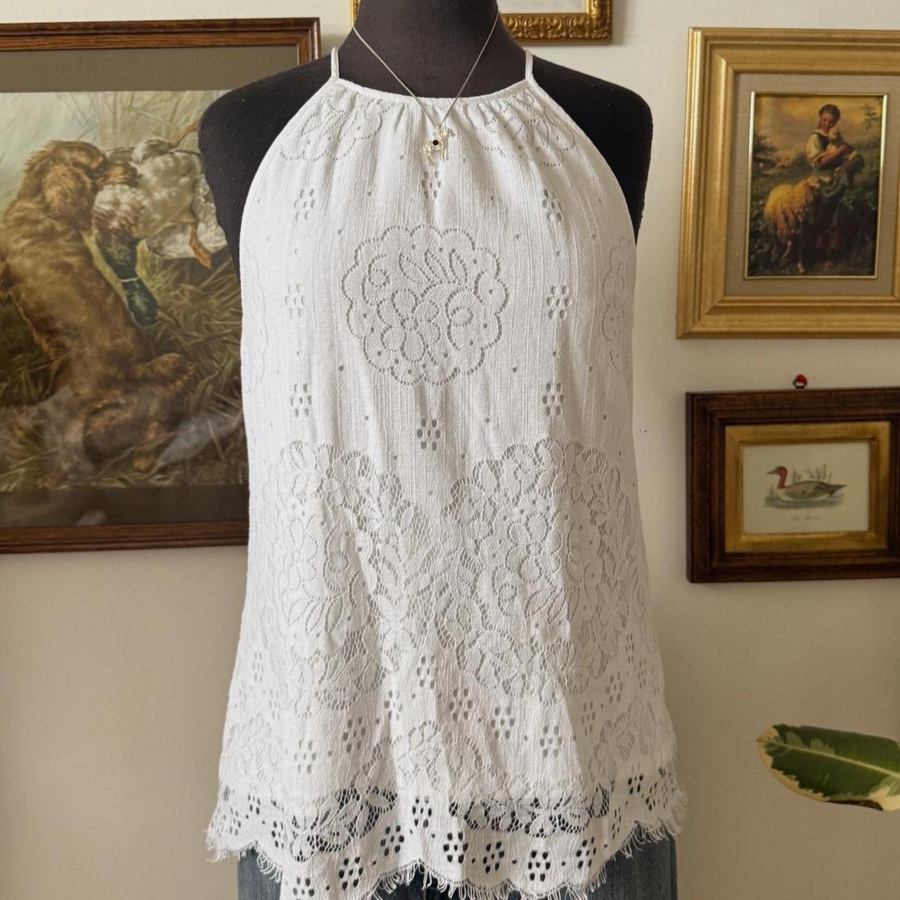 Whimsical floral white babydoll top (S)