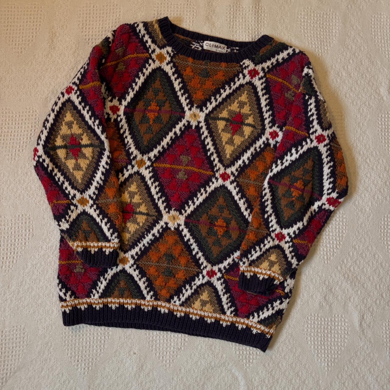 Vintage 90s abstract pattern knit sweater (M)