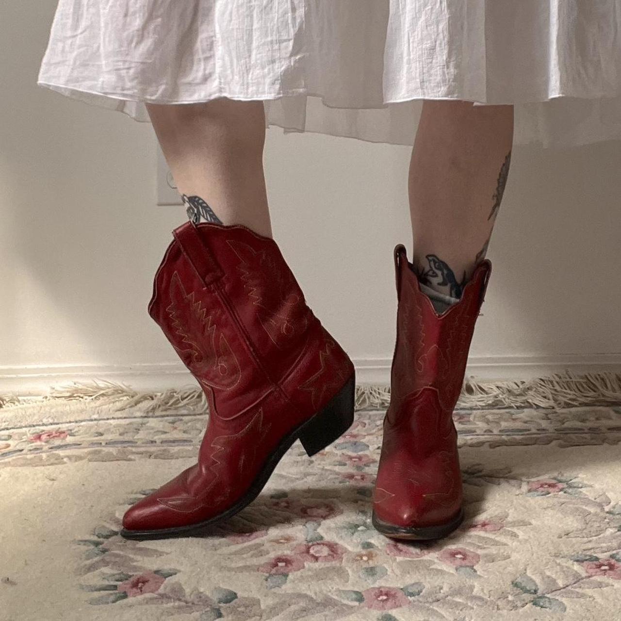 Cherry red cowboy boots (8.5)