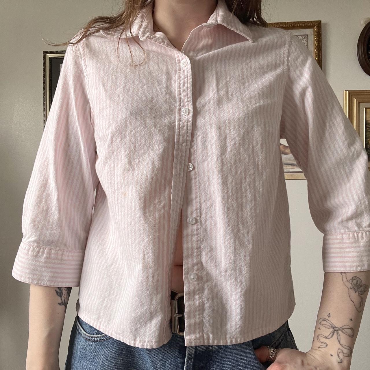 Pale pink striped button up (S/M)