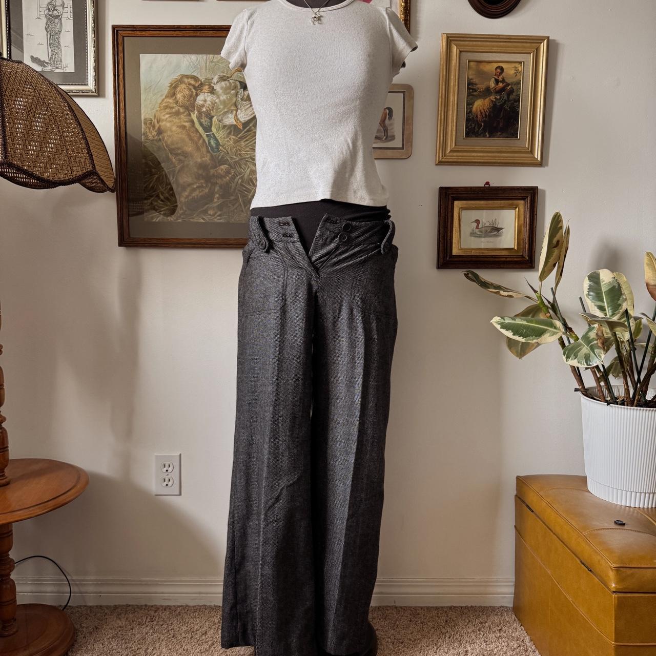 Low rise tweed wide leg trousers (S)